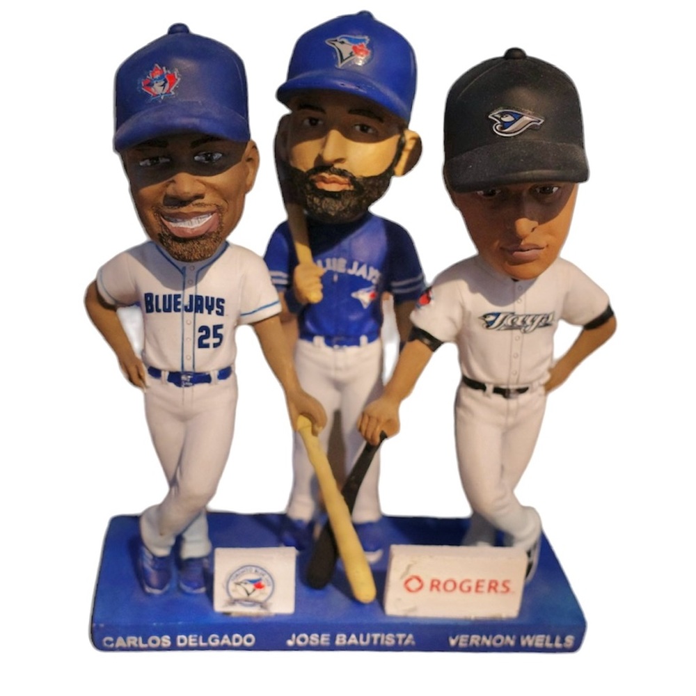 Rare Toronto Blue Jays MLB 40th Season Delgado, Bautista, Wells Trio Bobblehead